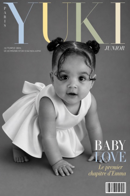 Édition Baby Vogue : Noir et blanc couture, masthead pastel
